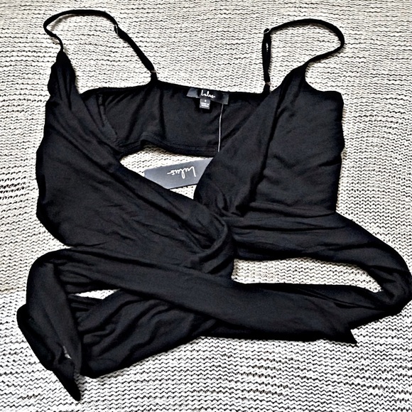 Black Lulu’s Minimalist Wrap Crop Top - Picture 5 of 11